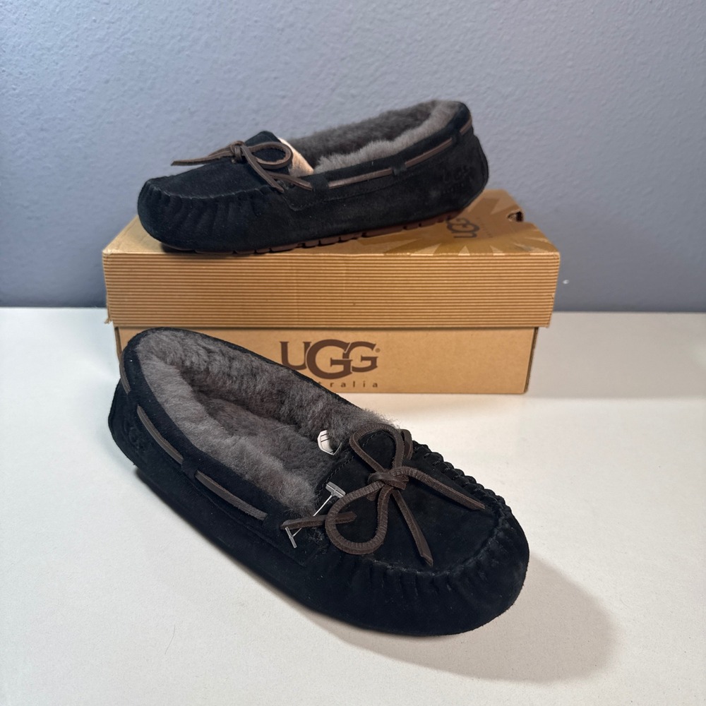 UGG Bella II Moccasin Slippers Women 5 Black  Suede Water Resistant
